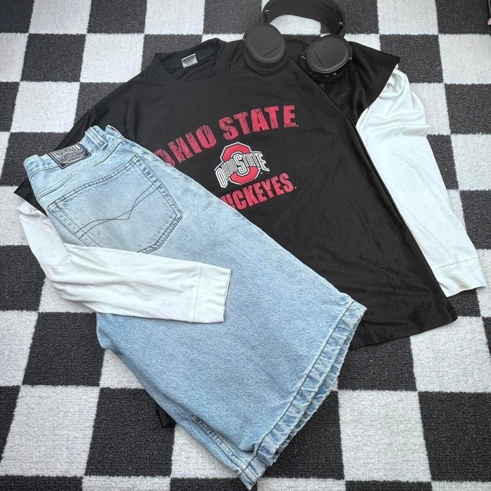 Vintage Y2K Ohio State Buckeyes Football‎ Jersey Tee Shirt Mens L NCAA Sports
